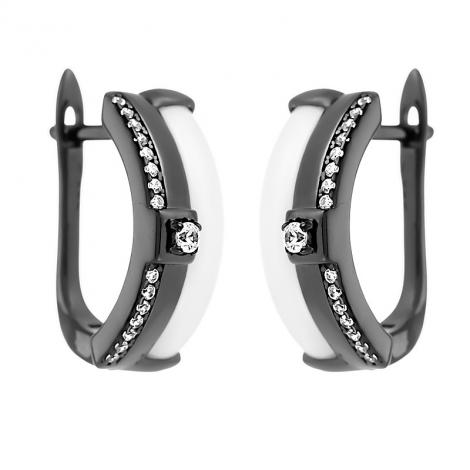 Серьги, вставка: керамика, куб.цирконий, арт.:0220911790a-b, SilverWings, рис. 1