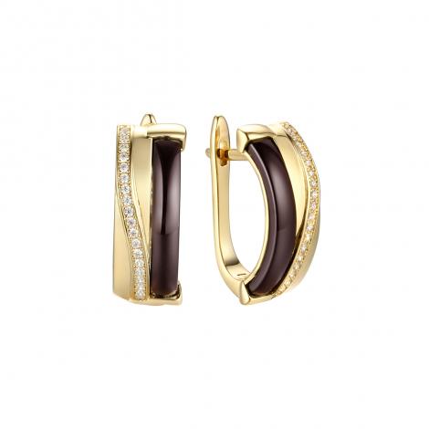 Серьги, вставка: керамика, куб.цирконий, арт.:0220911798gp-p, SilverWings, рис. 1