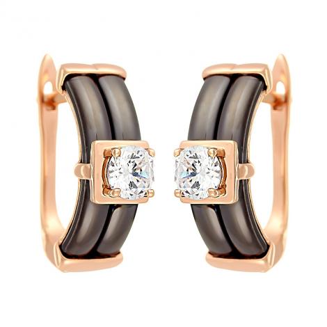 Серьги, вставка: керамика, куб.цирконий, арт.:0220911818pgp-p, SilverWings, рис. 1