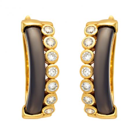 Серьги, вставка: керамика, куб.цирконий, арт.:0220911937gp-p, SilverWings, рис. 1