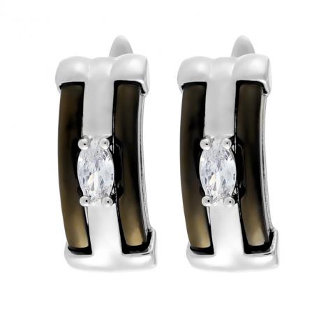 Серьги, вставка: керамика, куб.цирконий, арт.:0220912261p, SilverWings, рис. 1