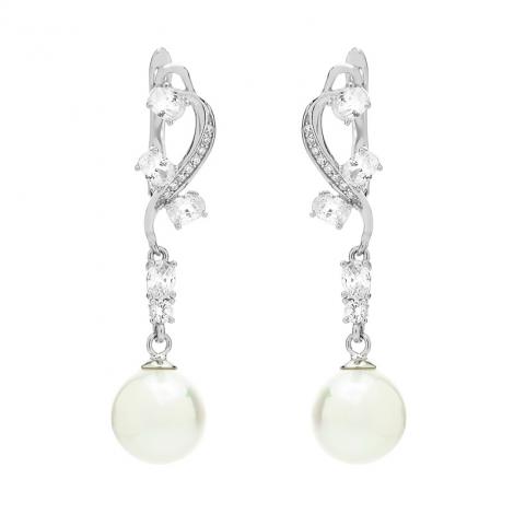 Серьги, вставка: жемчуг и., куб.цирконий, арт.:0220912492a, SilverWings, рис. 1