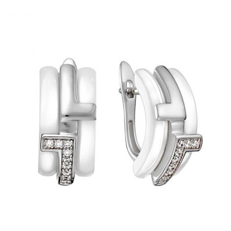 Серьги, вставка: керамика, куб.цирконий, арт.:0220912847a, SilverWings, рис. 1