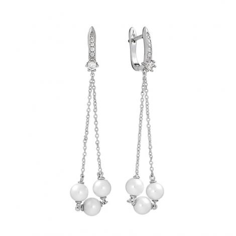Серьги, вставка: жемчуг и., куб.цирконий, арт.:0220913710a, SilverWings, рис. 1