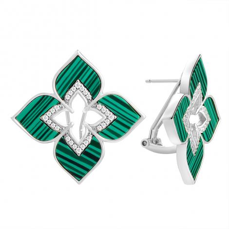 Серьги, вставка: куб.цирконий, малахит и., арт.:0220915422e, SilverWings, рис. 1