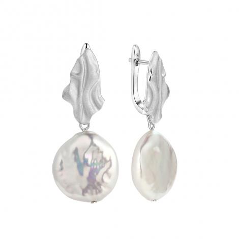 Серьги, вставка: жемчуг "барокко" (культ.), арт.:0220951827a, SilverWings, рис. 1