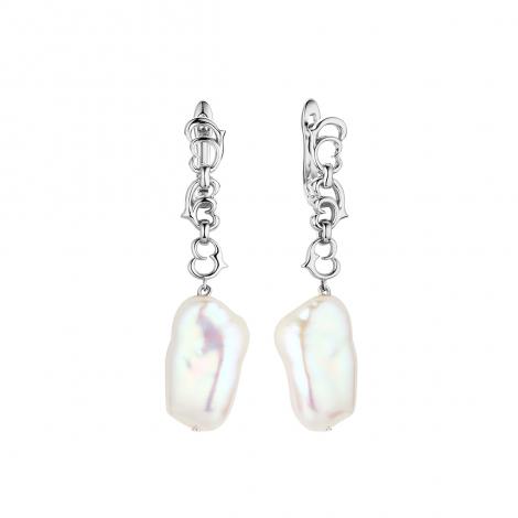 Серьги, вставка: жемчуг "барокко" (культ.), арт.:0220955927a, SilverWings, рис. 1