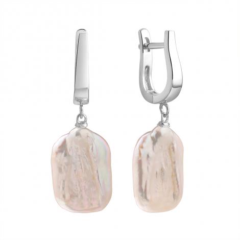 Серьги, вставка: жемчуг "барокко" (культ.), арт.:0220956128a, SilverWings, рис. 1