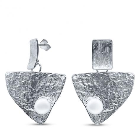 Серебряные серьги, вставка: жемчуг (культ.), арт.:02ea2159a-204, SilverWings, рис. 1