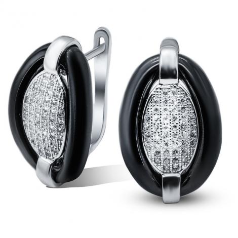 Серьги, вставка: керамика, куб.цирконий, арт.:02se0645b-130, SilverWings, рис. 1