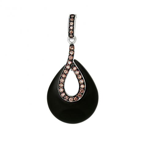 Подвеска, вставка: керамика матовая, куб.цирконий, арт.:0320911255ba-p, SilverWings, рис. 1