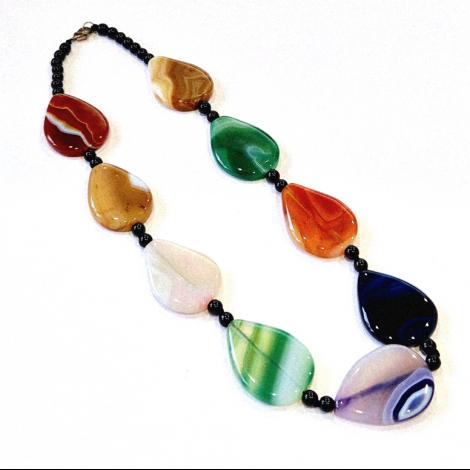 Бусы, вставка: агат, оникс, арт.:052121106mix, SilverWings, рис. 1