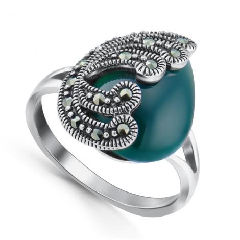 Серебряное кольцо, вставка: агат, марказит, арт.:210008e-39-257, SilverWings, рис. 1