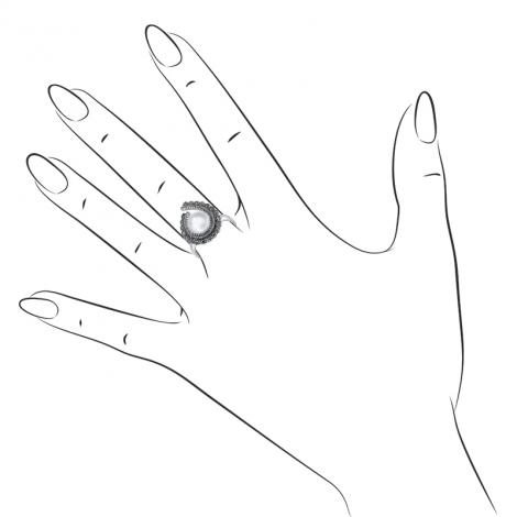 Серебряное кольцо, вставка: жемчуг (культ.), марказит, арт.:210011-282a-39, SilverWings, рис. 2