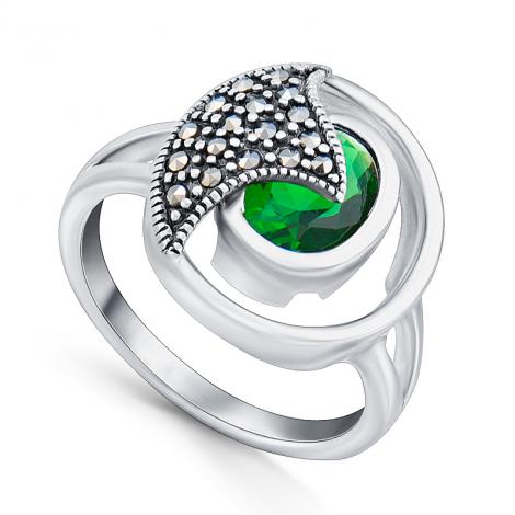 Серебряное кольцо, вставка: куб.цирконий, марказит, арт.:210016-297e-39, SilverWings, рис. 1