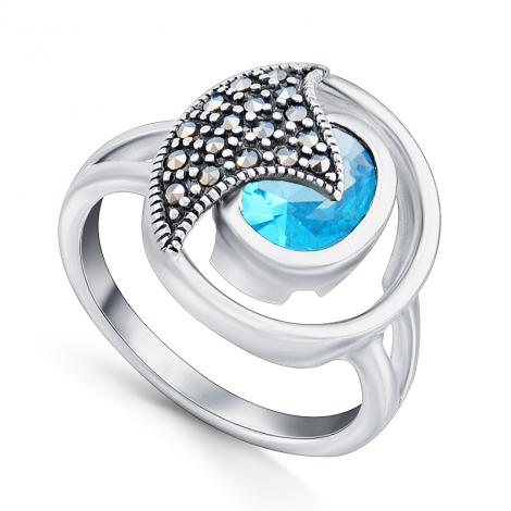 Серебряное кольцо, вставка: куб.цирконий, марказит, арт.:210016-297n-39, SilverWings, рис. 1
