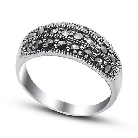 Серебряное кольцо, вставка: марказит, арт.:210090-39, SilverWings, рис. 1