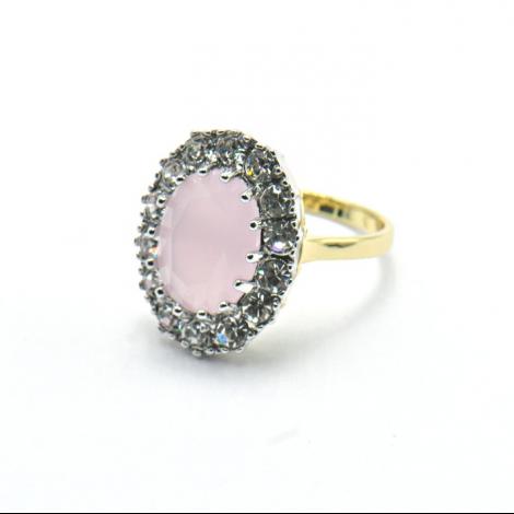 Кольцо бижутерия, вставка: кристалл "swarovski", кварц розовый, арт.:212211213gp-o, SilverWings, рис. 1