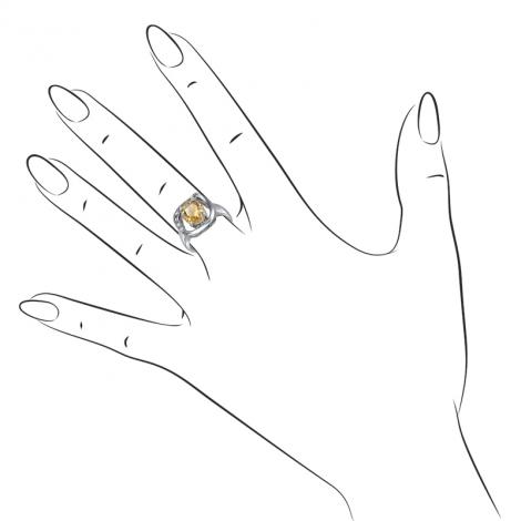 Серебряное кольцо, вставка: цитрин, куб.цирконий, арт.:21knys0347-155, SilverWings, рис. 2