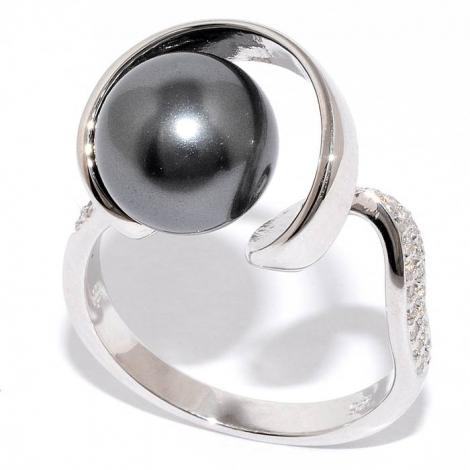 Серебряное кольцо, вставка: майорика "swarovski", куб.цирконий, арт.:21r2151cdgr-617-133, SilverWings, рис. 1