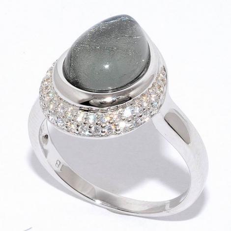 Серебряное кольцо, вставка: сусальное серебро, смола ювелирная, куб.цирконий, арт.:21r2195cggss-133, SilverWings, рис. 1