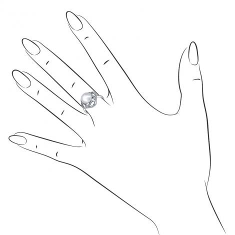 Серебряное кольцо, вставка: жемчуг (культ.), куб.цирконий, арт.:21set14668-113, SilverWings, рис. 2
