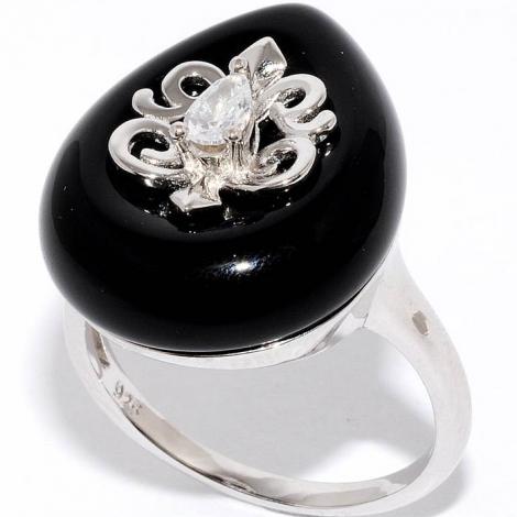 Серебряное кольцо, вставка: оникс, куб.цирконий, арт.:21sr000802c-1b-96, SilverWings, рис. 1