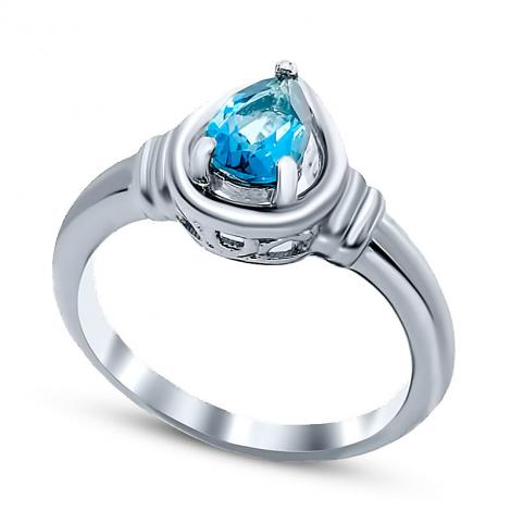 Серебряное кольцо, вставка: топаз "swiss blue", арт.:21swc-0024-151, SilverWings, рис. 1