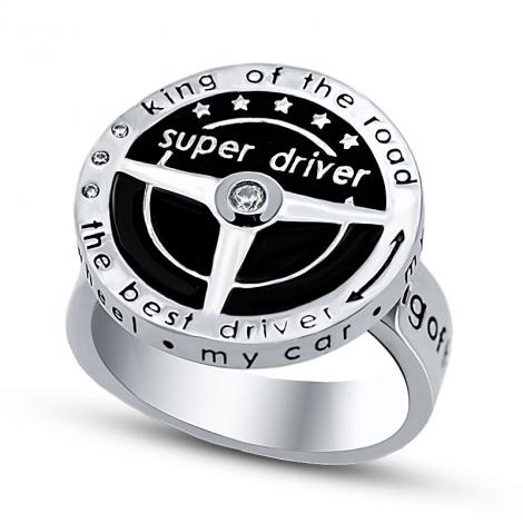 Серебряное кольцо, вставка: эмаль, куб.цирконий, арт.:21u002w-148, SilverWings, рис. 1