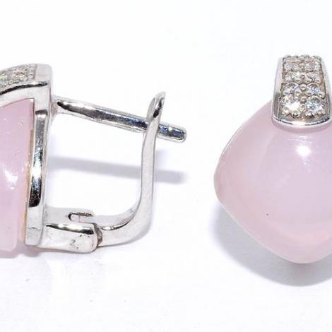 Серьги, вставка: халцедон, куб.цирконий, арт.:22ae3746zo-148, SilverWings, рис. 1