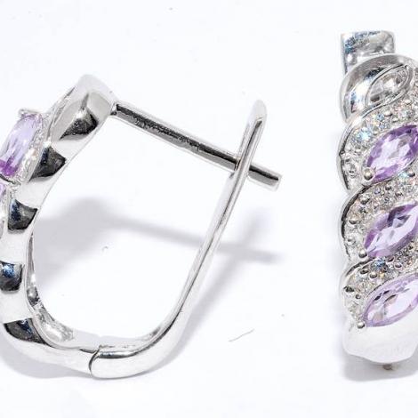 Серьги, вставка: аметист, куб.цирконий, арт.:22e-9651-140, SilverWings, рис. 1