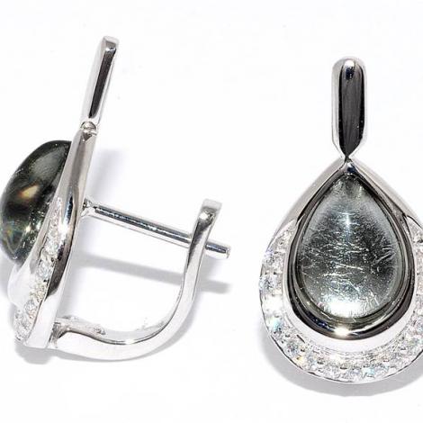 Серебряные серьги, вставка: сусальное серебро, смола ювелирная, куб.цирконий, арт.:22e2195lcggss-133, SilverWings, рис. 1