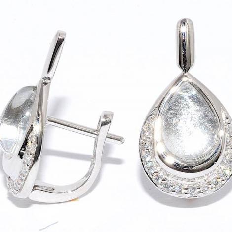 Серебряные серьги, вставка: сусальное серебро, смола ювелирная, куб.цирконий, арт.:22e2195lcss-133, SilverWings, рис. 1