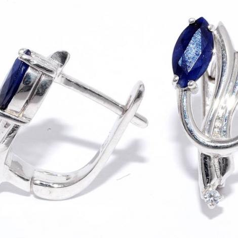 Серьги, вставка: корунд (сапф.), куб.цирконий, арт.:22esgfa00085-19-75, SilverWings, рис. 1