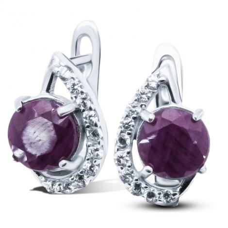 Серьги, вставка: корунд (руб.), куб.цирконий, арт.:22eshfa00248-19, SilverWings, рис. 1