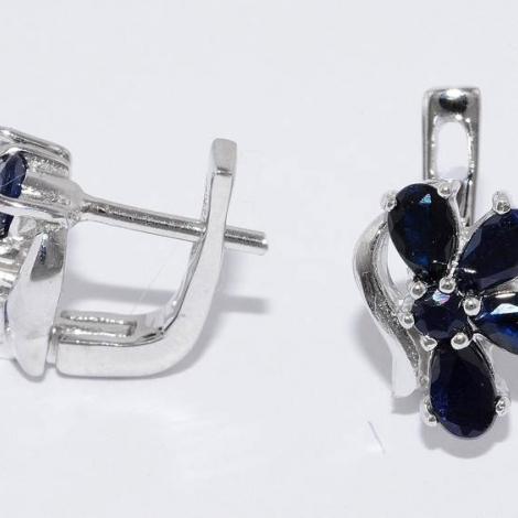 Серьги, вставка: корунд (сапф.), куб.цирконий, арт.:22grep0365-83-44, SilverWings, рис. 1