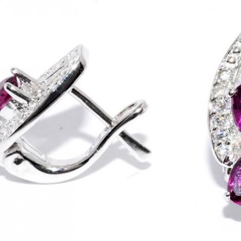 Серьги, вставка: родолит, куб.цирконий, арт.:22ppe2864-114-107, SilverWings, рис. 1
