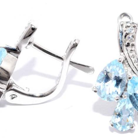 Серьги, вставка: топаз, куб.цирконий, арт.:22ppe2892-114-111, SilverWings, рис. 1