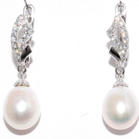 Серьги, вставка: жемчуг (культ.), куб.цирконий, арт.:22qspbj00730a-19-110, SilverWings, рис. 1