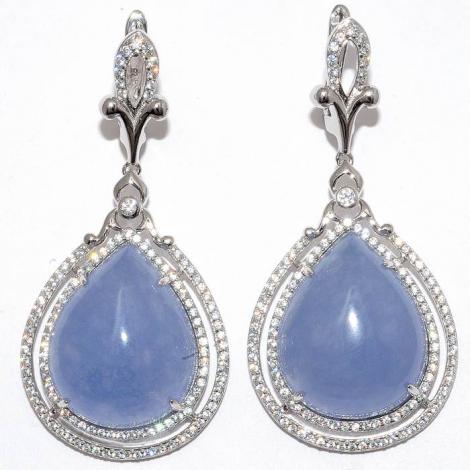 Серьги, вставка: жадеит, куб.цирконий, арт.:22se000734c-1t-96, SilverWings, рис. 1