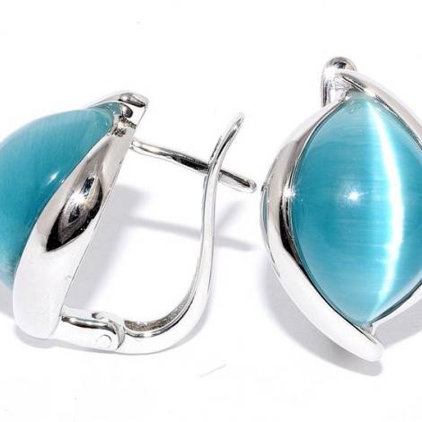 Серьги, вставка: кошачий глаз, арт.:22se0734-2-c020-97, SilverWings, рис. 1