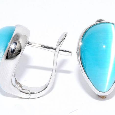 Серьги, вставка: кошачий глаз, арт.:22se0920-c014-97, SilverWings, рис. 1