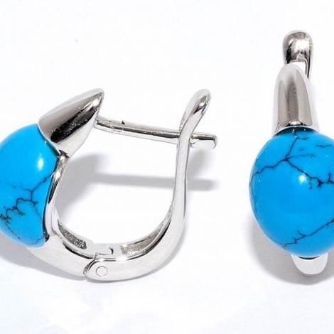 Серьги, вставка: бирюза пр., арт.:22se1000-97, SilverWings, рис. 1