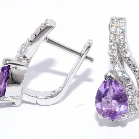 Серьги, вставка: аметист, куб.цирконий, арт.:22vsefa00560-19, SilverWings, рис. 1