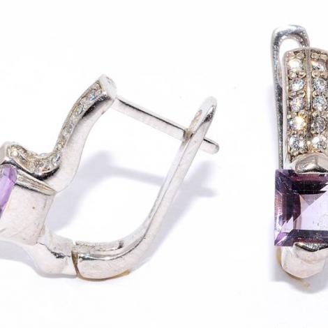 Серьги, вставка: аметист, куб.цирконий, арт.:22vsefa00690-19-75, SilverWings, рис. 1