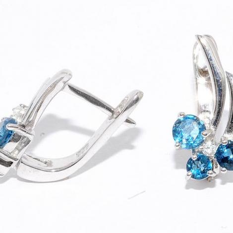 Серьги, вставка: топаз "london blue", куб.цирконий, арт.:22vseve01157-19, SilverWings, рис. 1