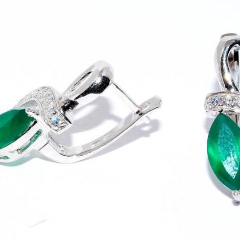 Серьги, вставка: агат, куб.цирконий, арт.:22vsfsk00462-19, SilverWings, рис. 1