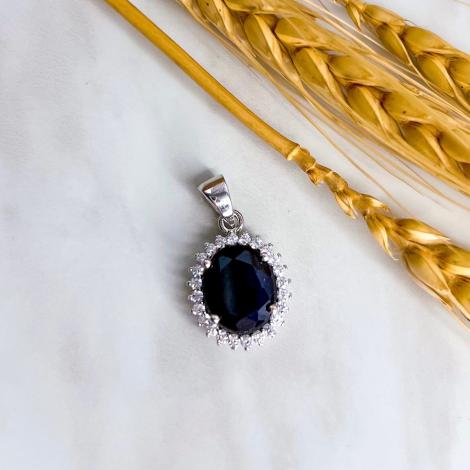 Подвеска, вставка: корунд (сапф.), куб.цирконий, арт.:231361121, SilverWings, рис. 1