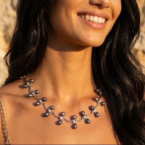 Колье, вставка: жемчуг (культ.), куб.цирконий, арт.:25qsalg00679b-19, SilverWings, рис. 2