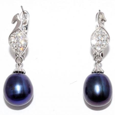 Серьги, вставка: жемчуг (культ.), куб.цирконий, арт.:32qsibb00657b-19-99, SilverWings, рис. 1